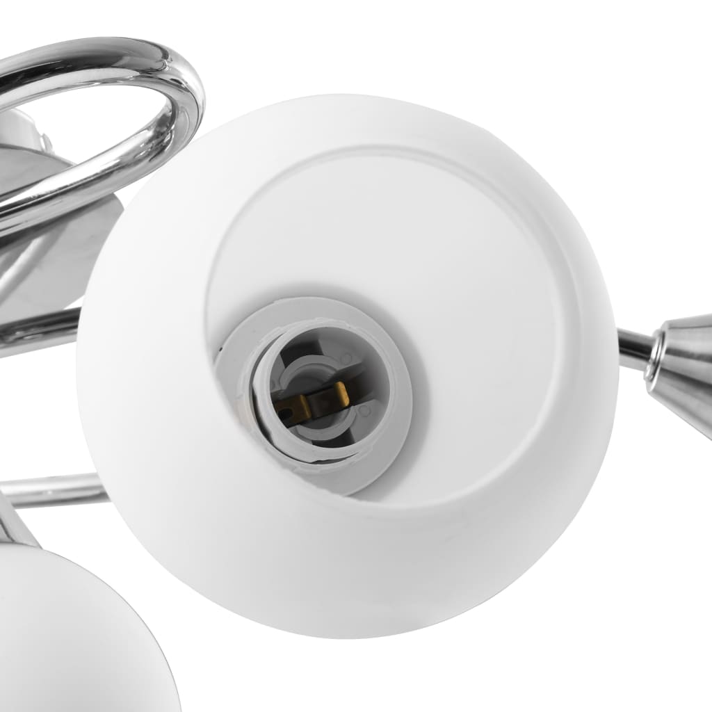 5-Light Chrome Ceiling Lamp with White Ceramic Shades